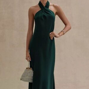 Anthropologie Strapless Dark Green Dress